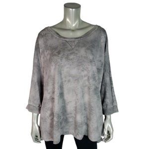 Sonoma Sweatshirt Plus Size 3X Dolman Sleeve Stretch Lightweight Tie Dye Gray‎